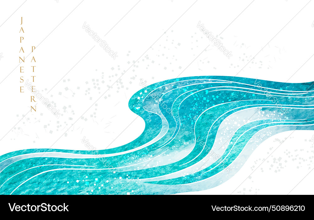 Blue brush stroke texture with japanese ocean Blue brush stroke texture with japanese ocean vector image