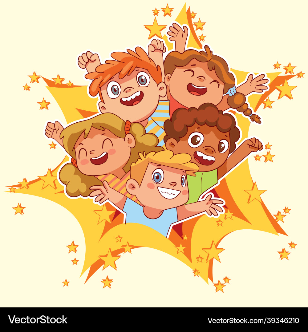 Children tearing up the space in comic book style Children tearing up the space in comic book style vector image