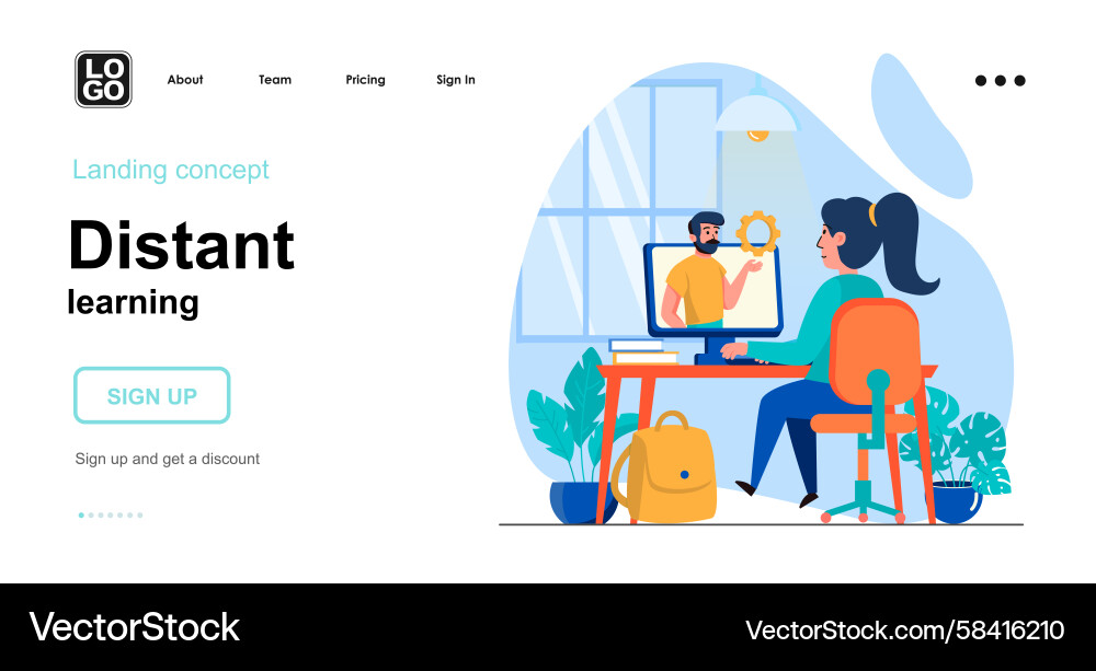 Distant Learning Web Concept Vector Image