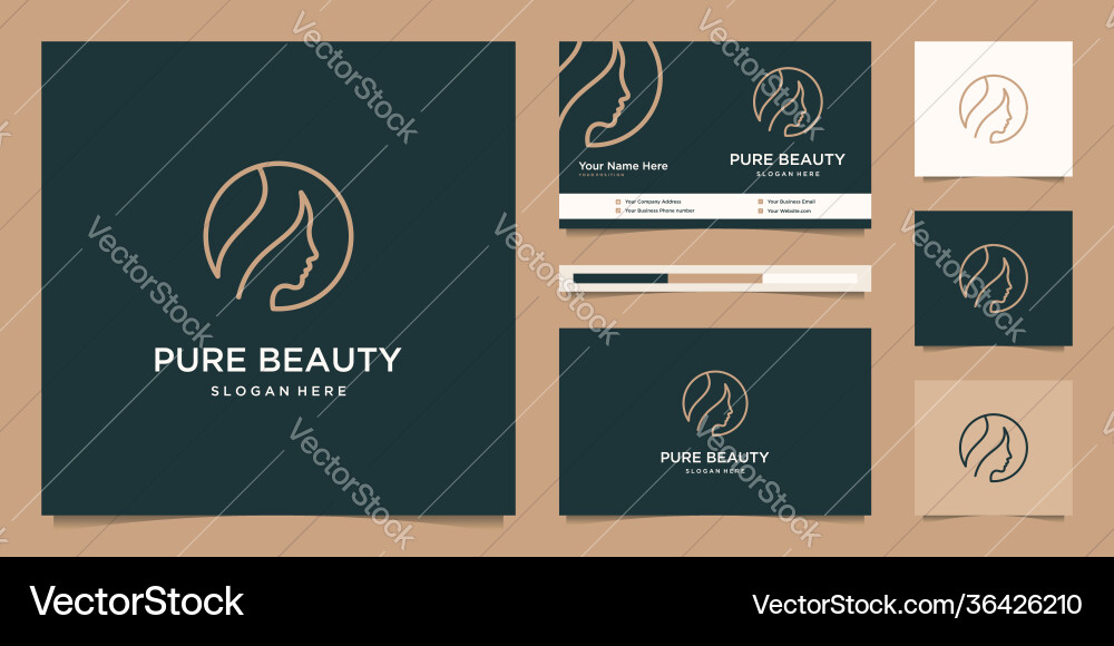 Elegant Gold Hair Salon Logo Vector Image