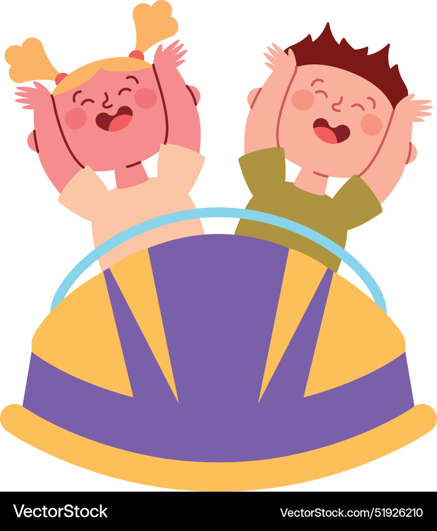 Kids ride on roller coaster in playground Vector Image