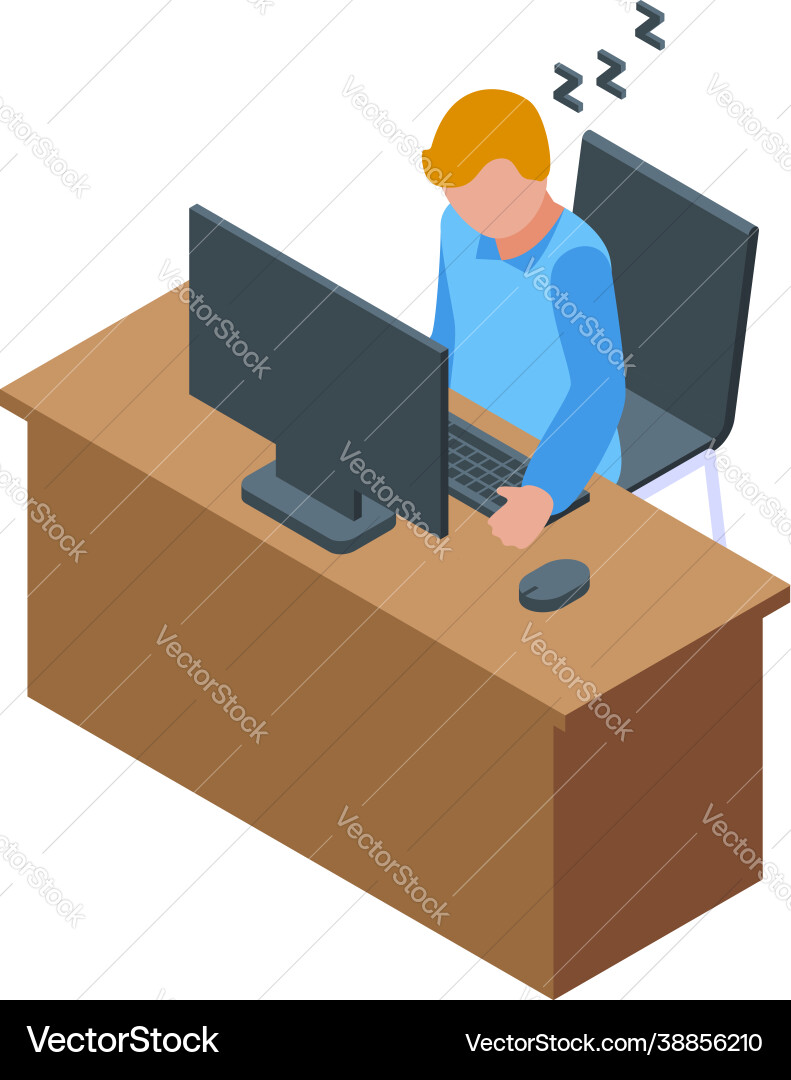 Sleeping programmer icon isometric home Sleeping programmer icon isometric home vector image