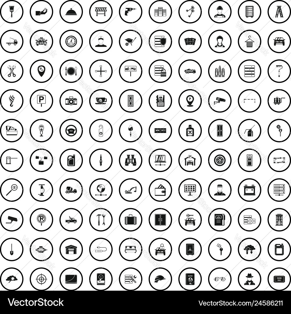 100 keys icons set simple style Vector Image