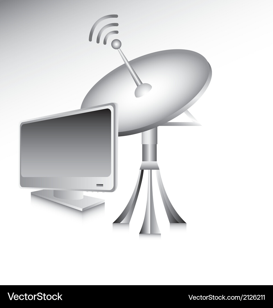 Antenna with computer over gray background Vector Image