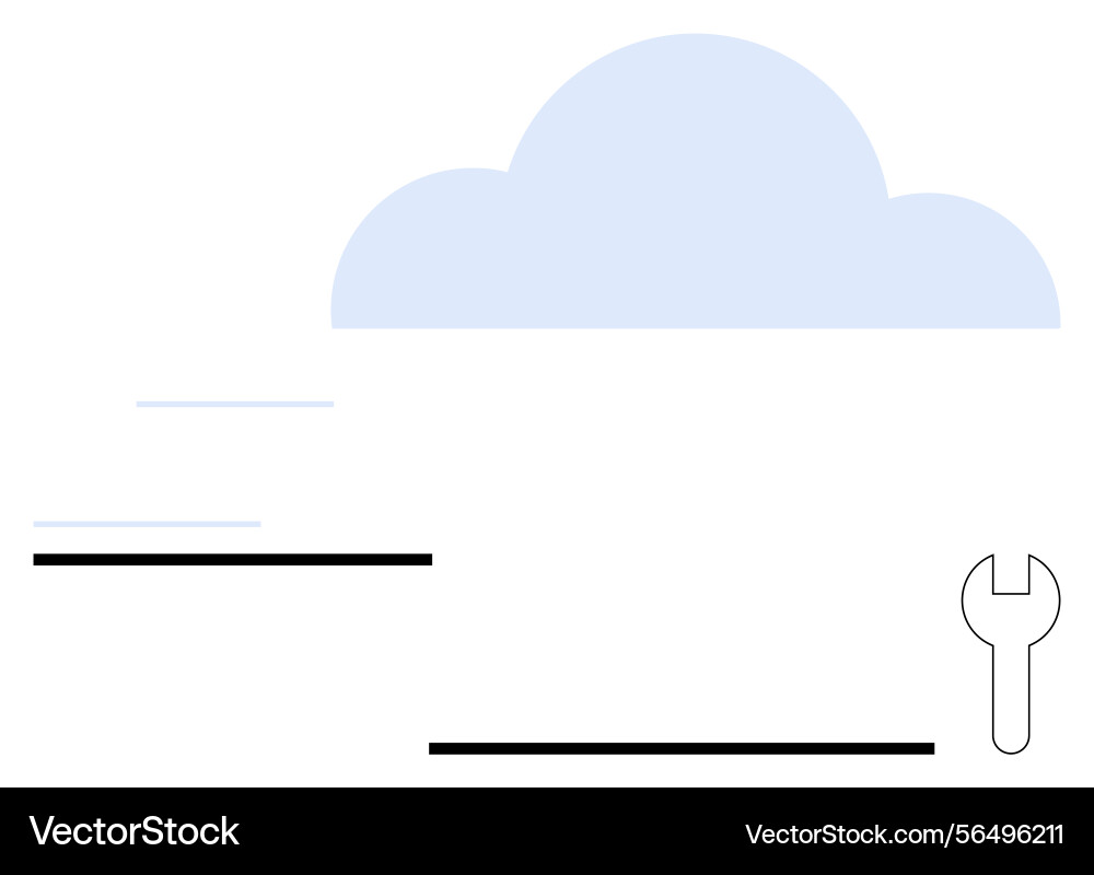 Cloud computing concept with wrench representing Cloud computing concept with wrench representing vector image