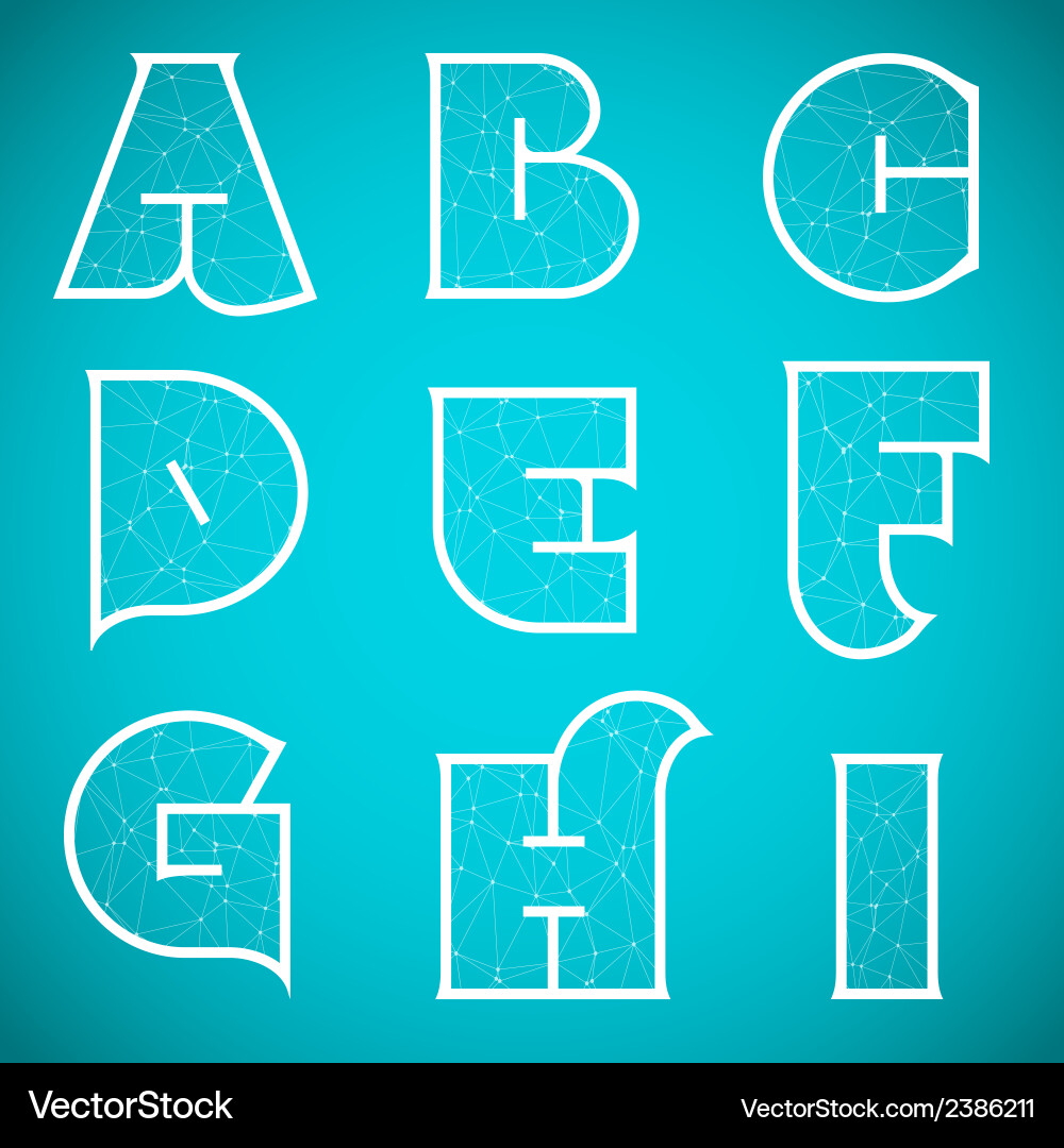 Connections alphabet font set 1 a to i vector image