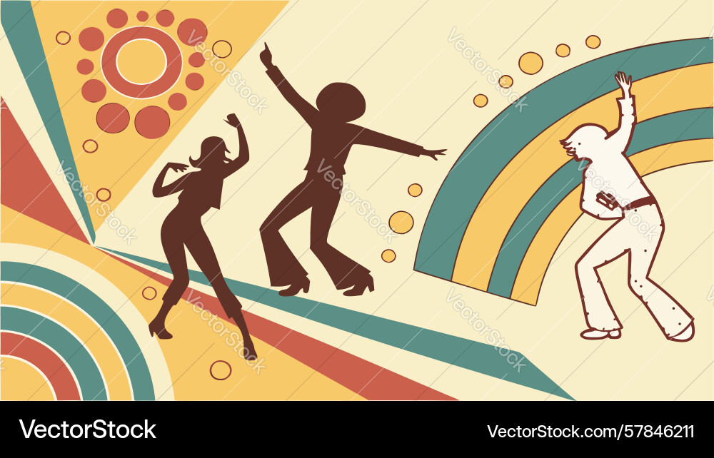 Expressive dancers with dynamic abstract circle Vector Image