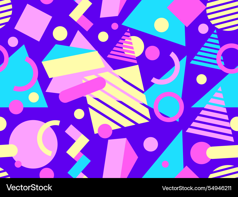 Geometric seamless pattern with memphis elements Geometric seamless pattern with memphis elements vector image