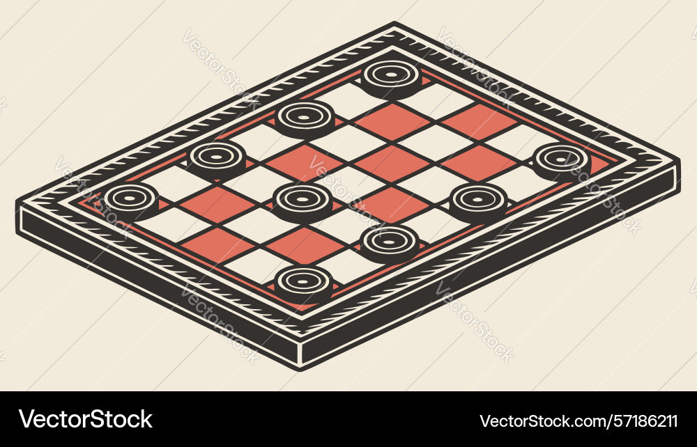 Isometric checkerboard game with checkers vector image