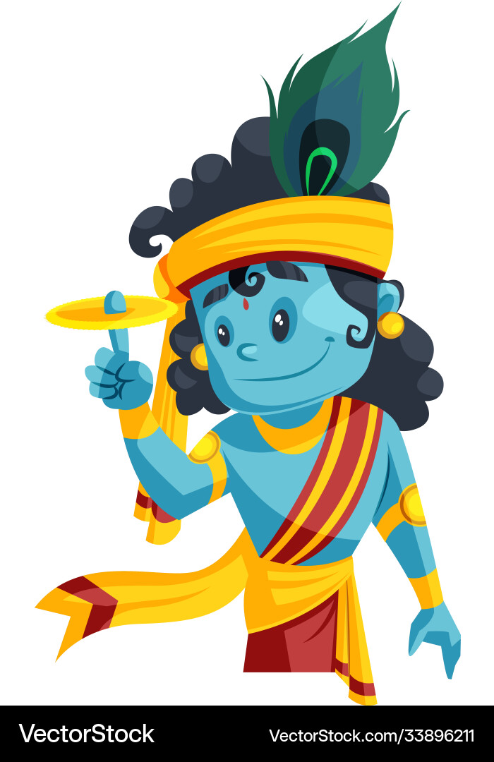 Lord Krishna with Sudarshan Chakra Vector Image