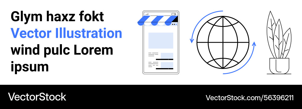 Online storefront with mobile interface and global vector image
