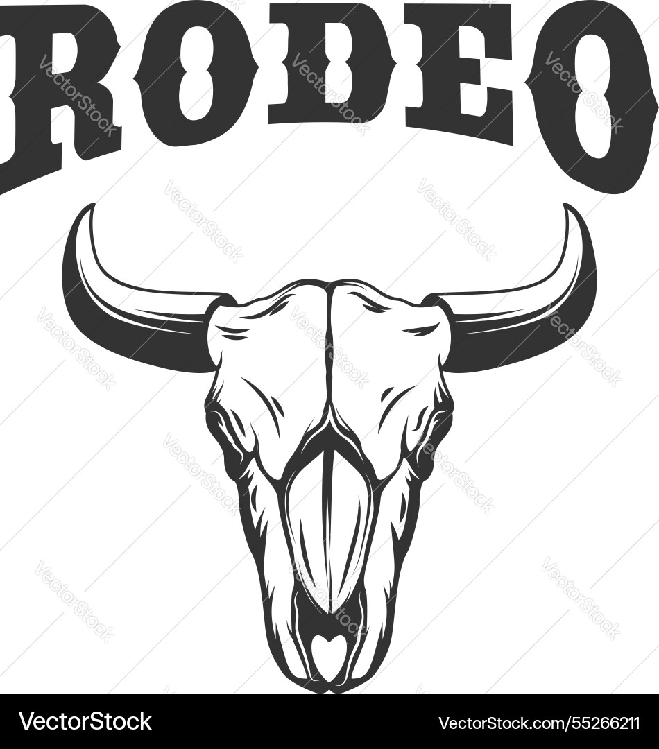 Rodeo buffalo skull design element for logo label Rodeo buffalo skull design element for logo label Vector Image