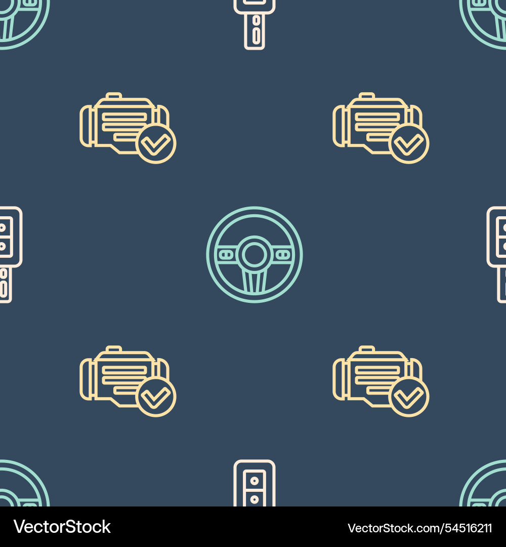Set line car key with remote check engine Vector Image