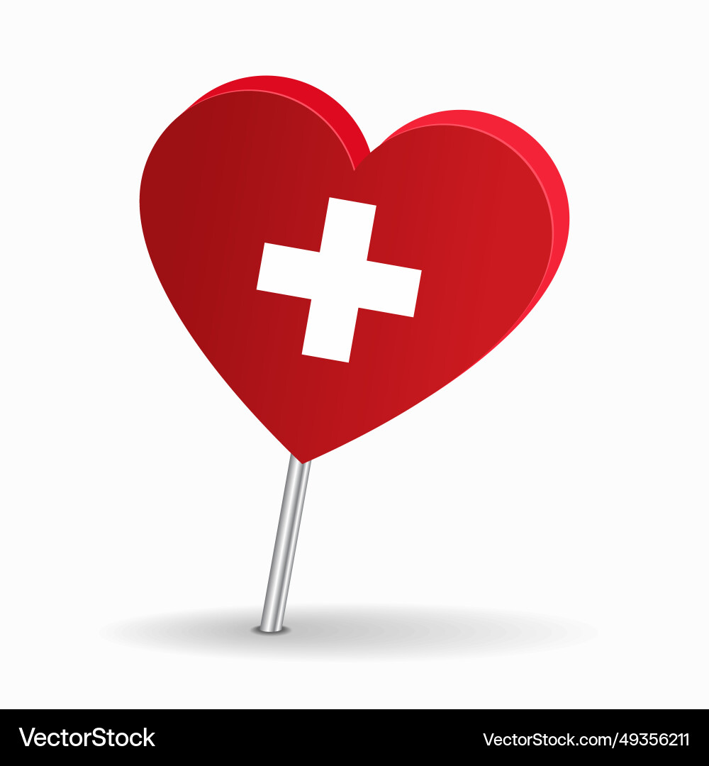 Swiss flag heart-shaped map pointer layout Swiss flag heart-shaped map pointer layout vector image