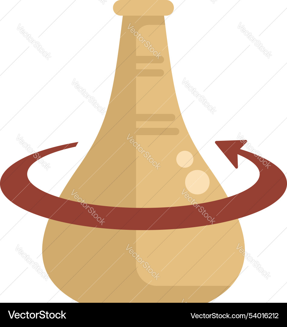 Chemistry flask rotating with arrow symbolizing Chemistry flask rotating with arrow symbolizing vector image