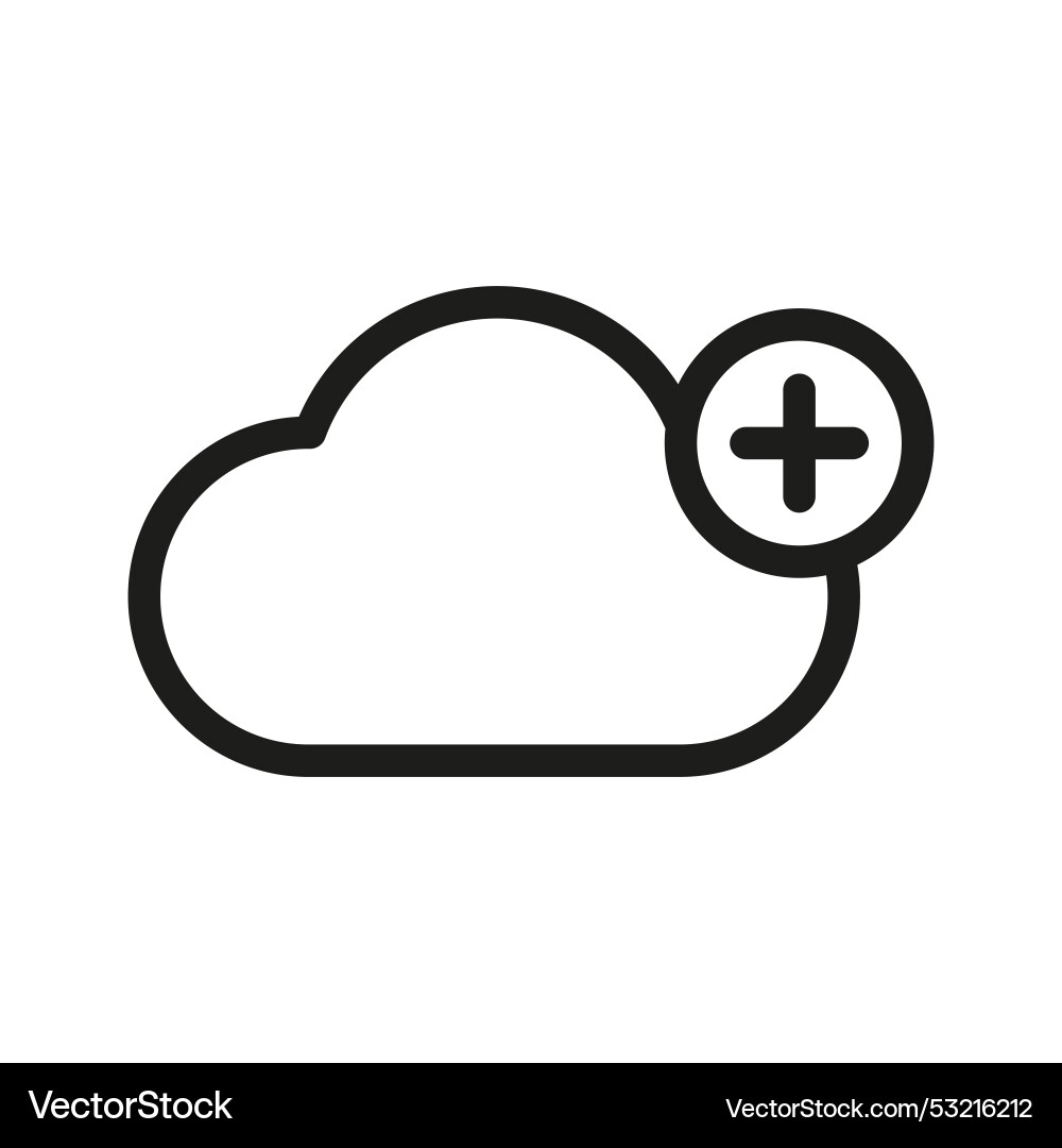 Cloud add icon new file upload symbol data vector image