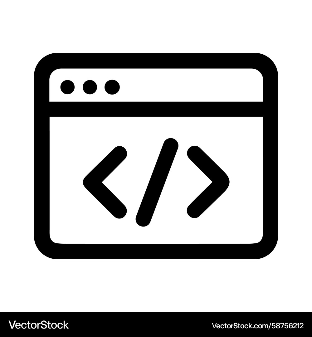 Coding Window Icon - Line Style Vector Image