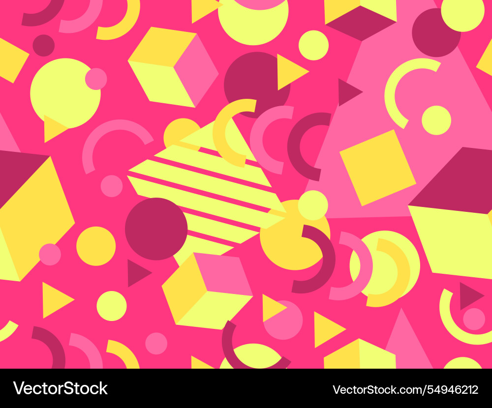 Geometric seamless pattern with memphis elements Vector Image