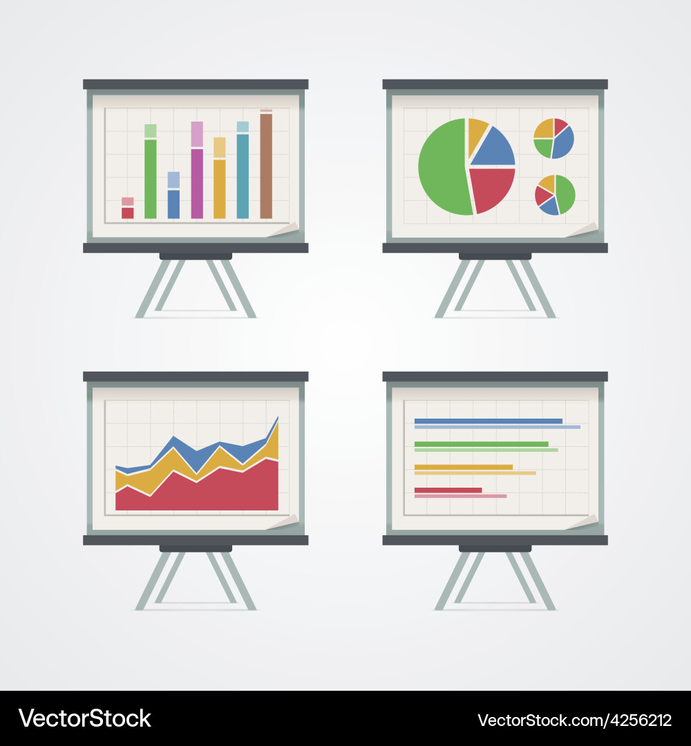 Presentation Boards with Charts & Graphs vector image