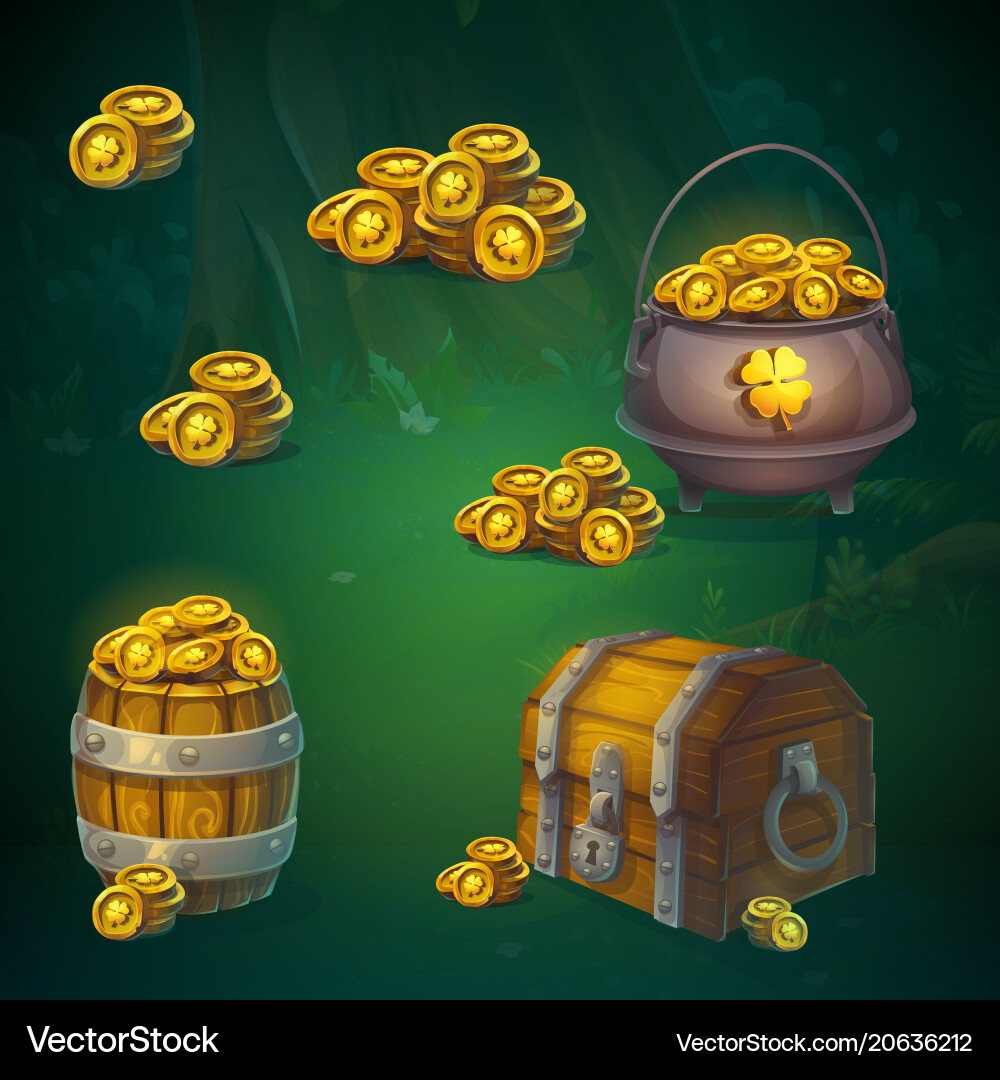 Set of different items for shadowy forest gui Set of different items for shadowy forest gui vector image