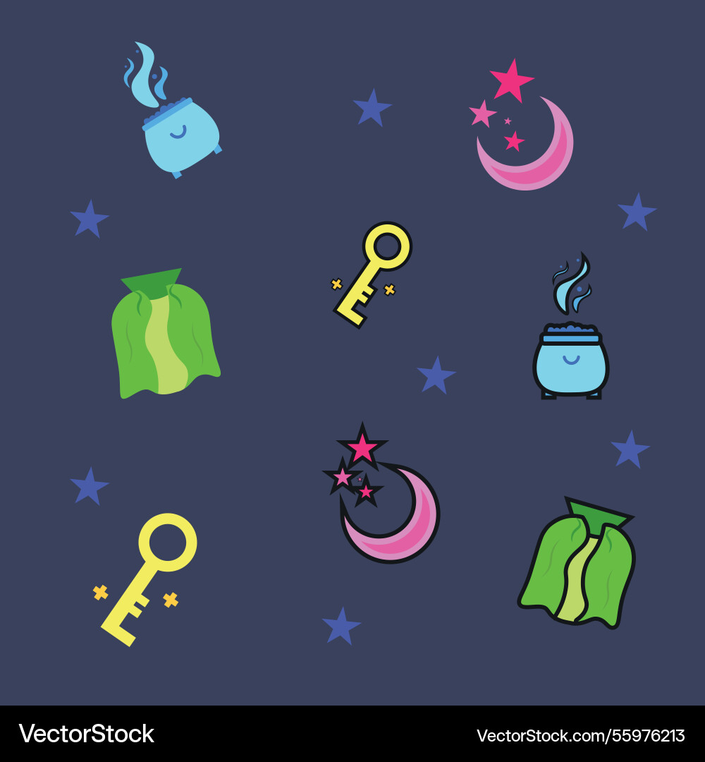 Colored pattern background with different magic vector image