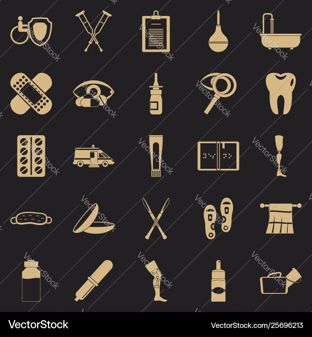 Disabled icons set simple style Vector Image