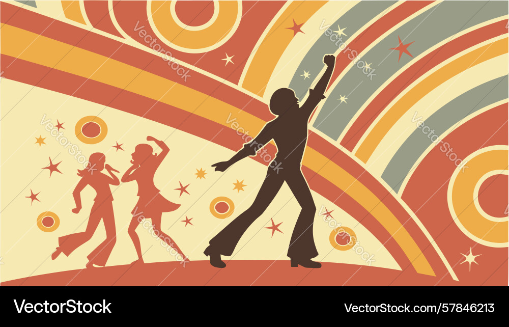 Dynamic solo dancer in mid-move on retro backdrop Vector Image
