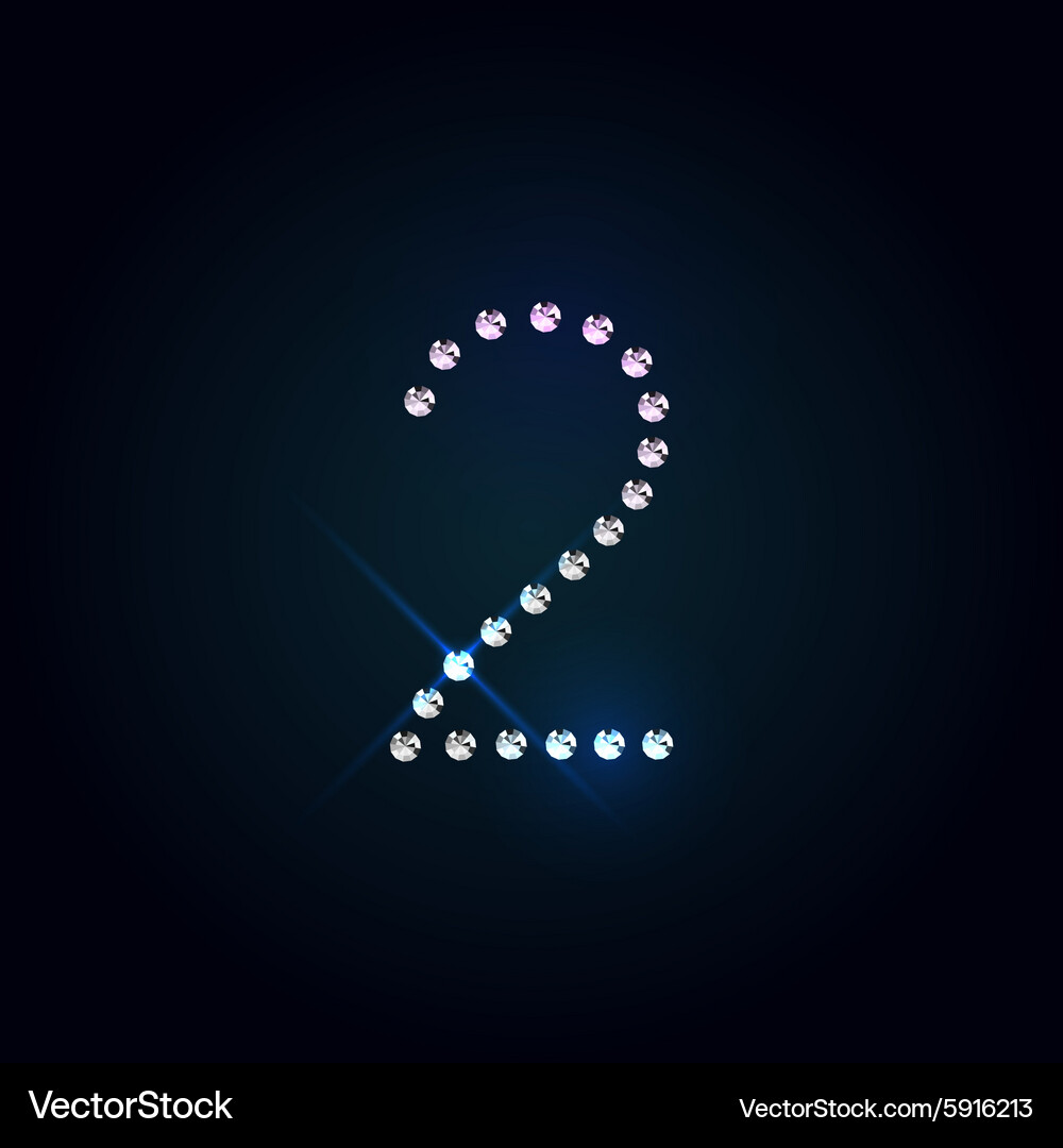 Gems 2 number shiny diamond font Vector Image