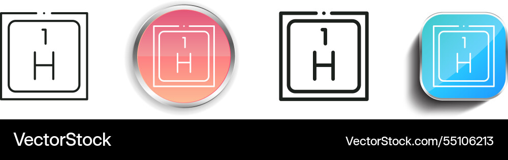 Hydrogen icon thin linear regular and button Hydrogen icon thin linear regular and button vector image