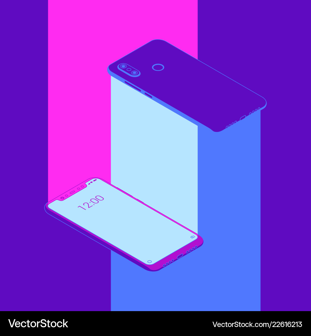 Realistische Wohnung moderne zwei Smartphone mit Farbe Realistische Wohnung moderne zwei Smartphone mit Farbe vektorbild
