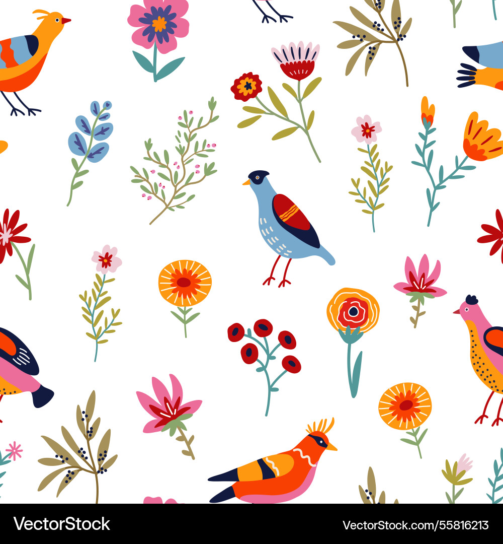 Seamless pattern with abstract colorful flowers Vector Image