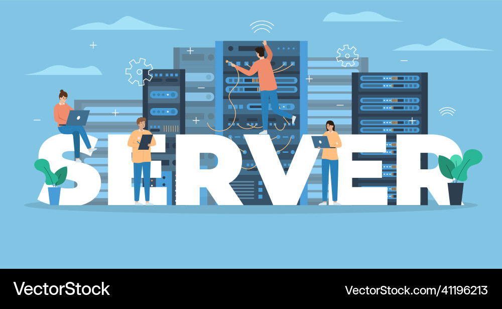 Server administration text composition Server administration text composition vector image