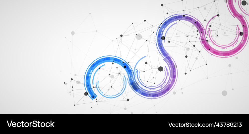 Technical background with plexus effect and wave Technical background with plexus effect and wave Vector Image