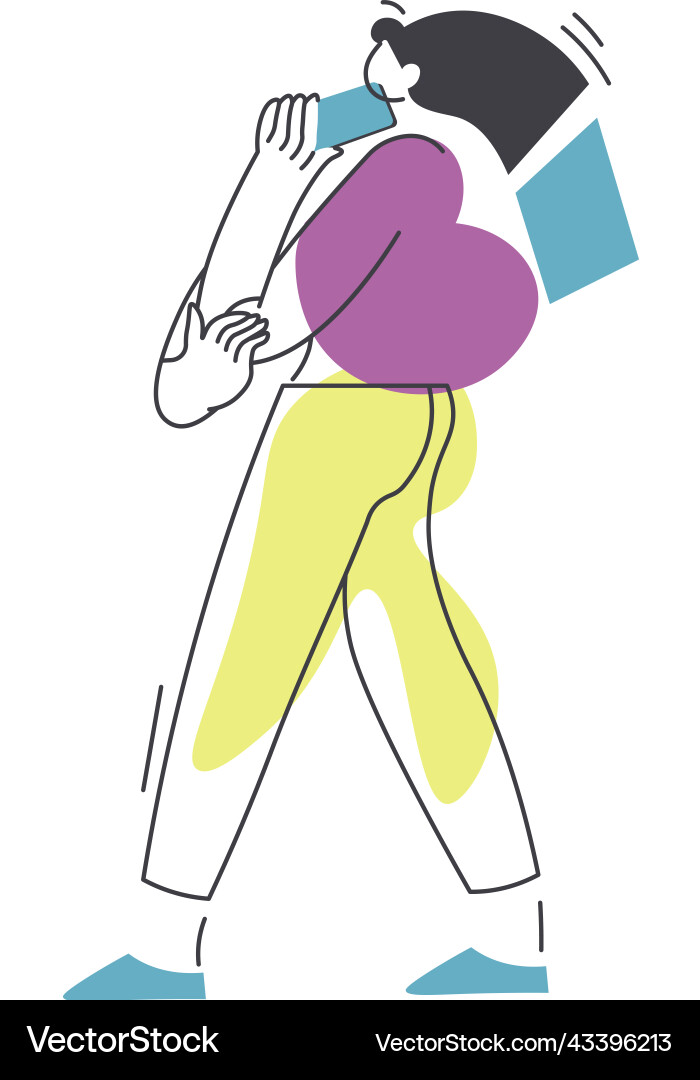 Woman walking and talking on smartphone vector image