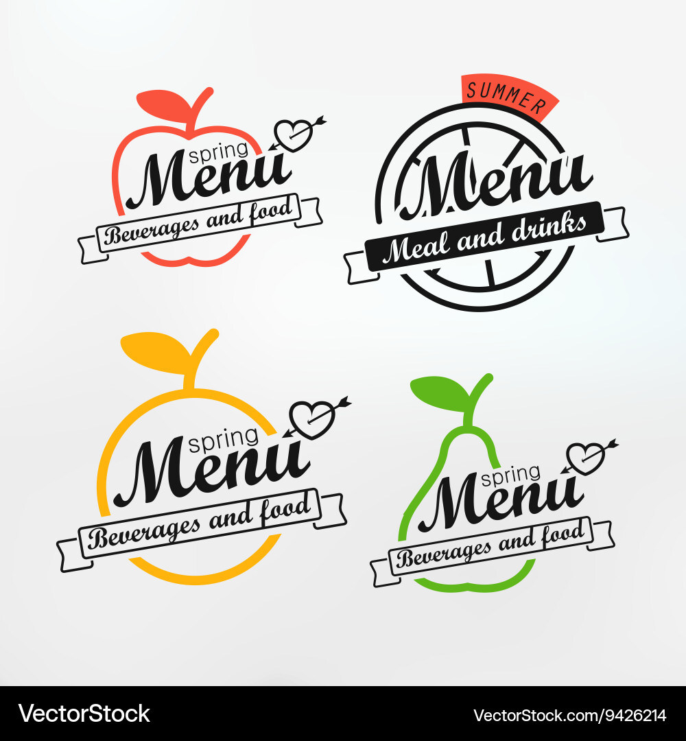 Different menu labels design set lineart concept vector image