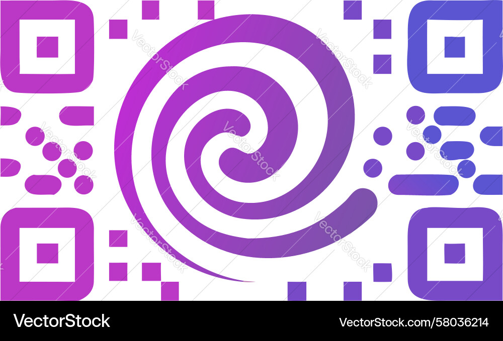 Dynamic Spiral QR Code Tech Symbol Vector Image