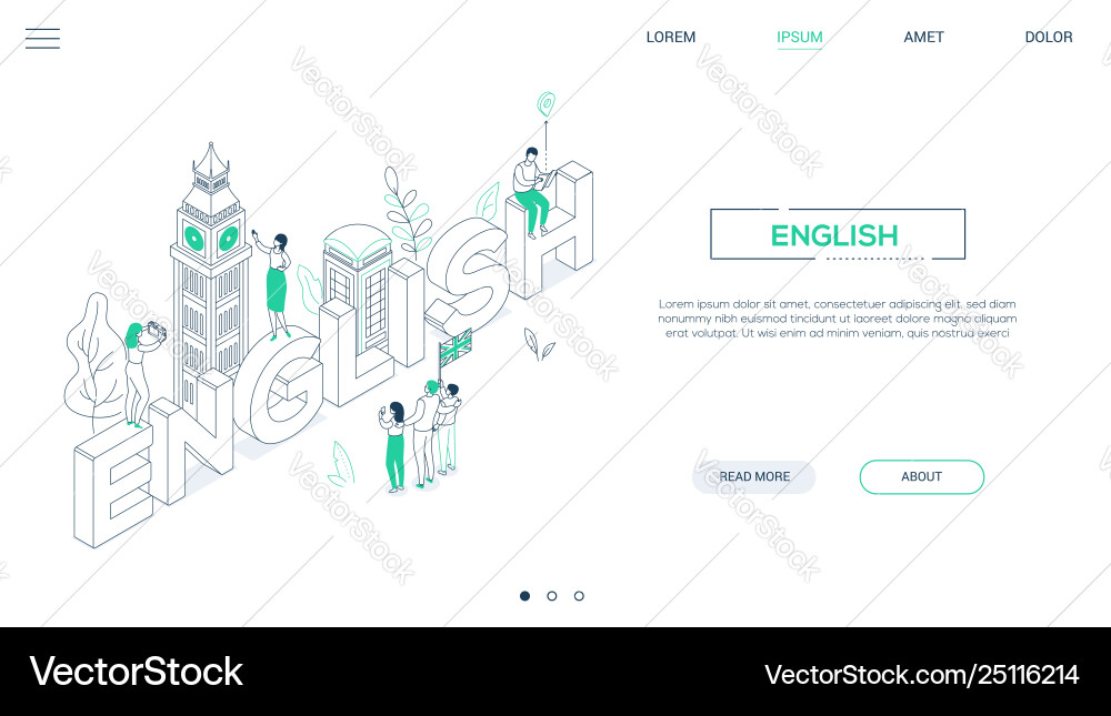 English language - line design style isometric web English language - line design style isometric web vector image