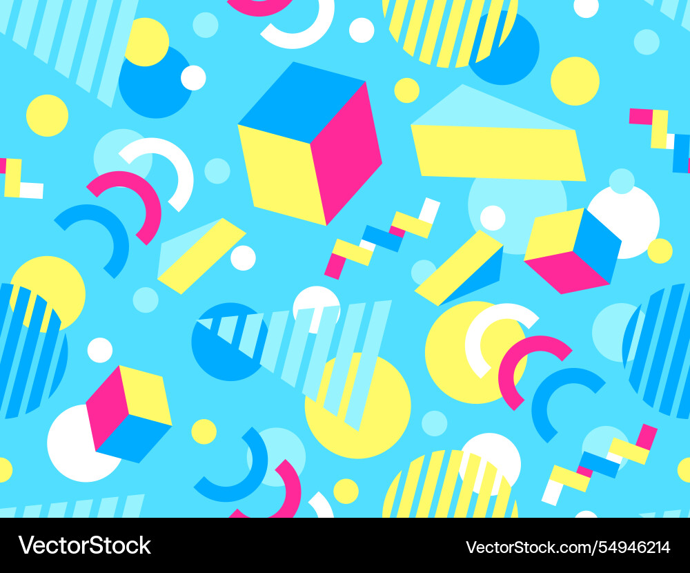 Geometric seamless pattern with memphis elements Geometric seamless pattern with memphis elements vector image