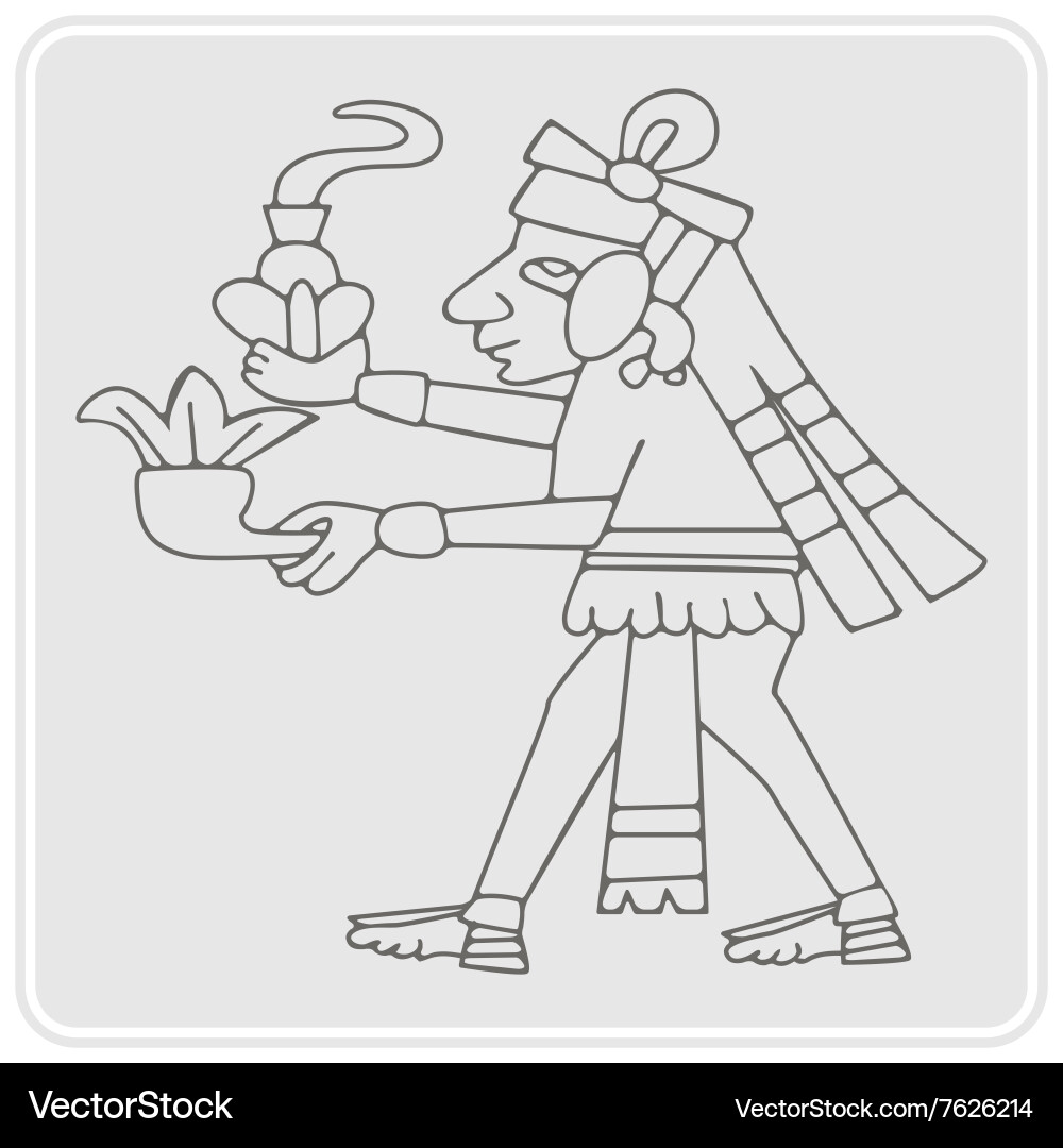 Monochrome icon with symbols from aztec codices Vector Image