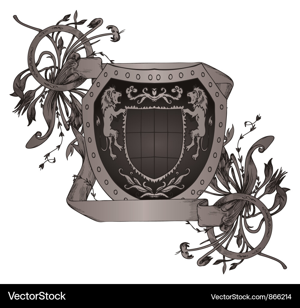 Shield with scroll Vector Image