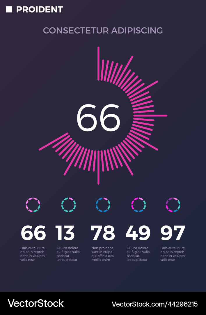 Donut chart on statistic presentation slide Vector Image