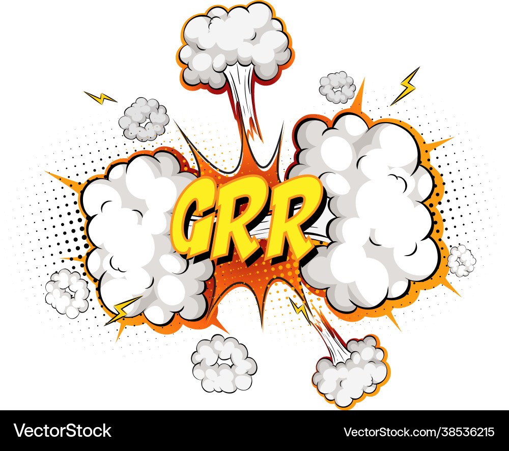 Grr text on comic cloud explosion isolated vector image