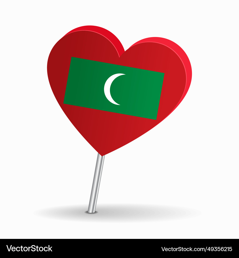 Maldives Flag Heart Map Pointer vector image