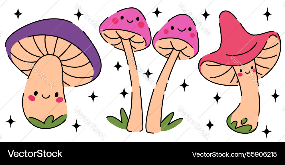 Mushroom character set Mushroom character set vector image
