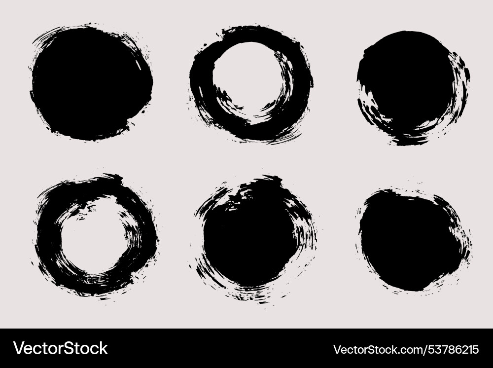 Round brush strokes circle text boxes Round brush strokes circle text boxes vector image