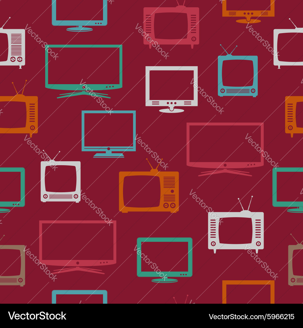 Seamless pattern with tv set vector image