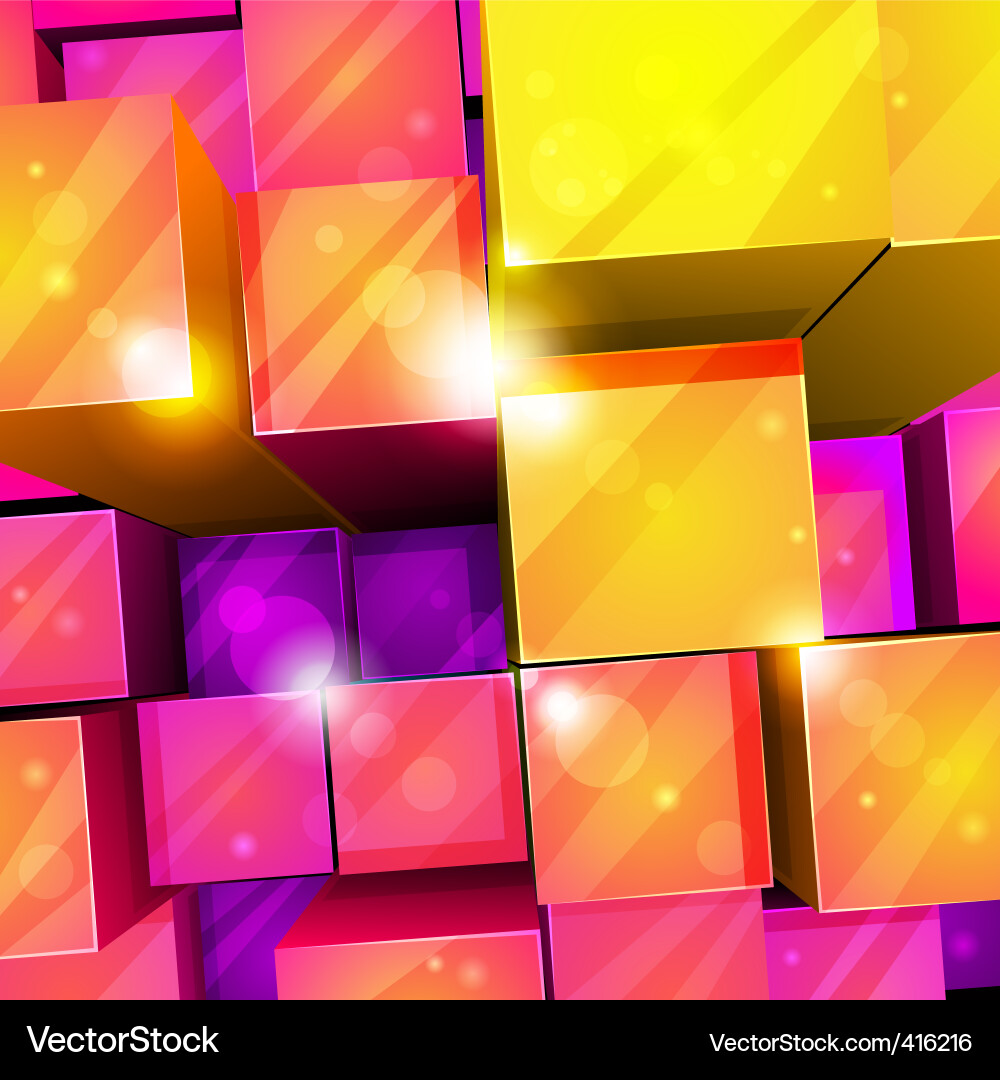 Abstract 3D Shiny Cube Background Vector Image