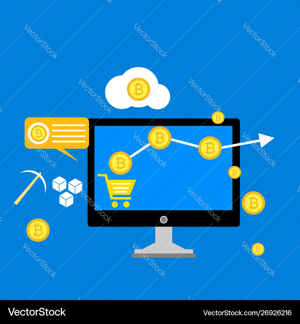 Blockchain scheme mining crypto currency server Vector Image