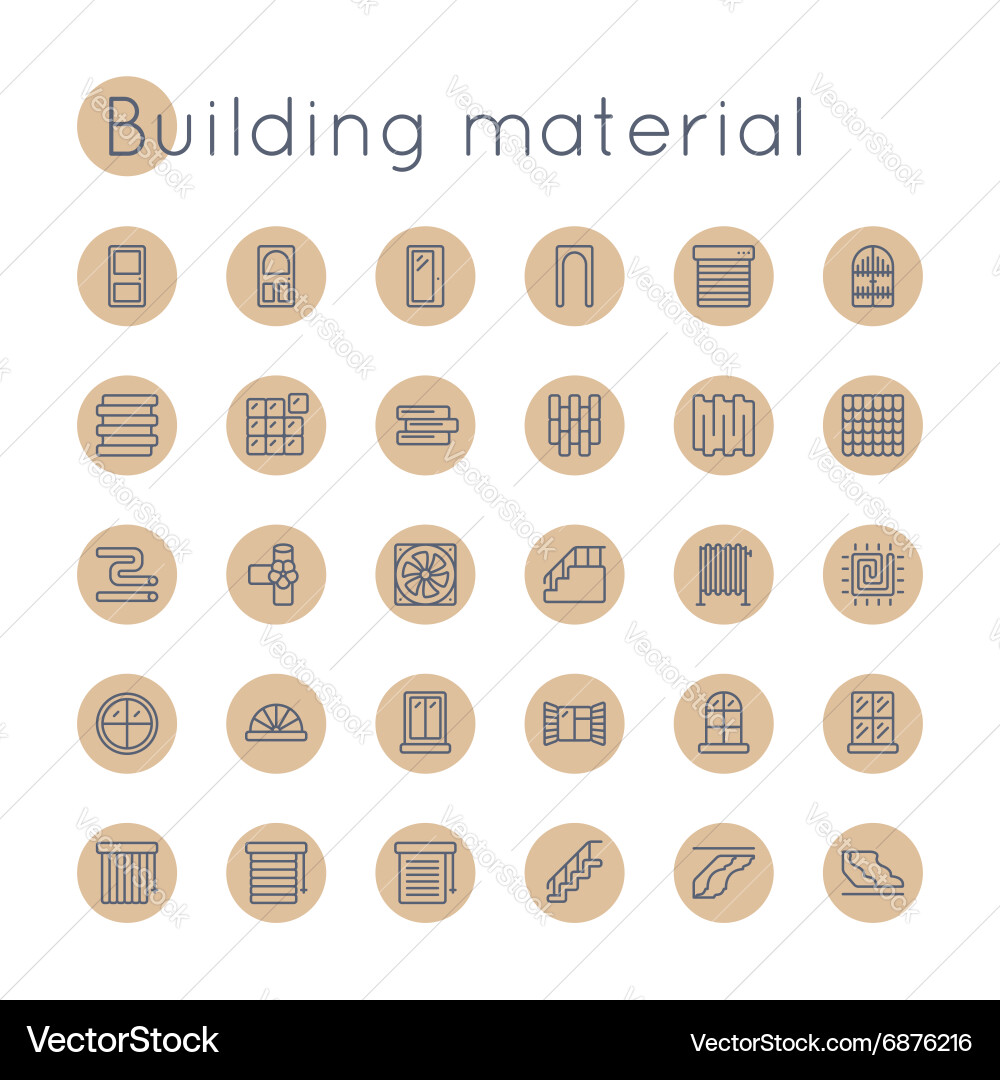 Building Material Icons - Set Vector Image
