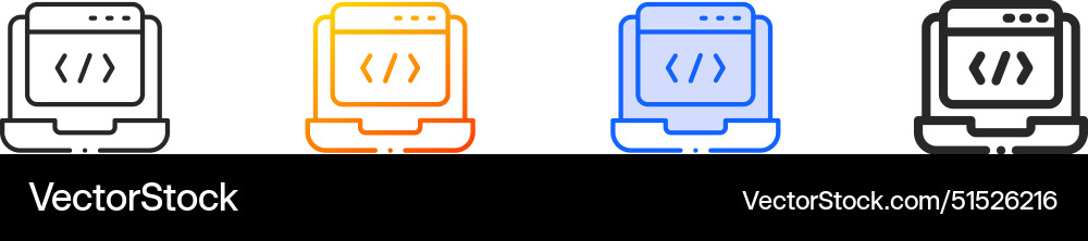 Code iconthin linear gradient blue stroke Code iconthin linear gradient blue stroke vector image